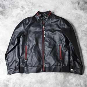 Ferrari F-collections Soft Leather Zip Jacket Black Red Made In Italy Medium